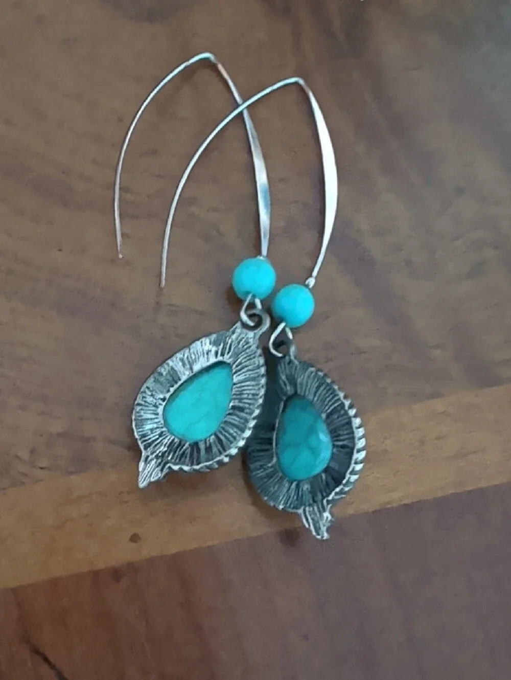 Source Unknown Turquoise Teardrop Dangle Earrings